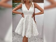 The SHEIN Frenchy solid lace A-line dress (Image via SHEIN)